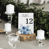 Dusty Blue & Blue Boho Floral Table Number Kaart
