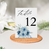Dusty Blue & Blue Boho Floral Table Number Kaart