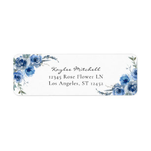 Dusty Blue & Blue Floral 4 Return Address Label