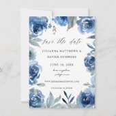 Dusty Blue & Blue Floral Save the Date Photo (Achterkant)