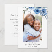 Dusty Blue & Blue Floral Save the Date Photo 2 (Voorkant / Achterkant)