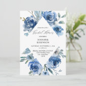 Dusty Blue & Blue Floral Vrijgezellenfeest Kaart (Staand voorkant)