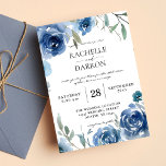 Dusty Blue & Blue Floral Wedding Kaart<br><div class="desc">Zorg dat je gasten klaar zijn voor je geweldige bruiloft met je Dusty Blue floral uitnodigingen. Moderne stijl en elegant. Bekijk onze andere Dusty Blue collecties voor verschillende ontwerpopties.</div>
