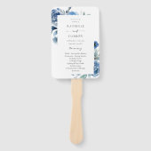 Dusty Blue & Blue Floral Wedding Programme Handwaaier (Voorkant)
