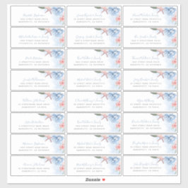 Dusty Blue Blush Beach Bruiloft Adresetiketten Sticker