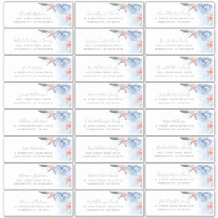 Dusty Blue Blush Beach Bruiloft Adresetiketten Sticker