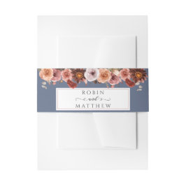 Dusty Blue, Blush en Bourgondië Floral bruiloft Uitnodigingen Wikkel