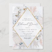 Dusty Blue & Blush Floral Coastal repesal Dinner Kaart (Voorkant)