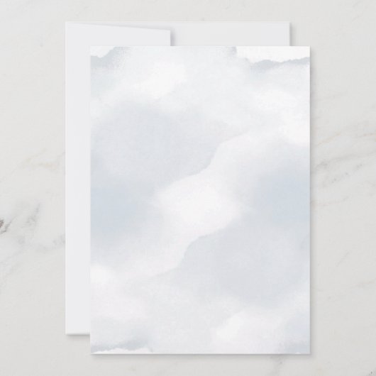 Dusty Blue & Blush Floral Coastal repesal Dinner Kaart (Achterkant)