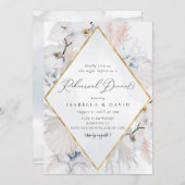 Dusty Blue & Blush Floral Coastal repesal Dinner Kaart (Voorkant / Achterkant)