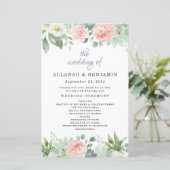 Dusty Blue Blush Floral Garden Wedding Programs (Staand voorkant)