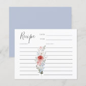Dusty Blue Blush Floral Recipe Kaart (Voorkant / Achterkant)