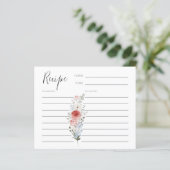 Dusty Blue Blush Floral Recipe Kaart (Staand voorkant)