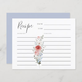Dusty Blue Blush Floral Recipe Kaart