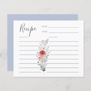 Dusty Blue Blush Floral Recipe Kaart