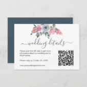 Dusty Blue Blush Floral Waterverf RSVP QR Code (Voorkant / Achterkant)