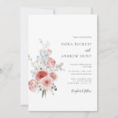 Dusty Blue Blush Floral Wedding Kaart (Voorkant)