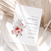 Dusty Blue Blush Floral Wedding Kaart