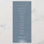 Dusty Blue & Blush Flowers Trouwprogramma - Donker Programmakaart (Achterkant)