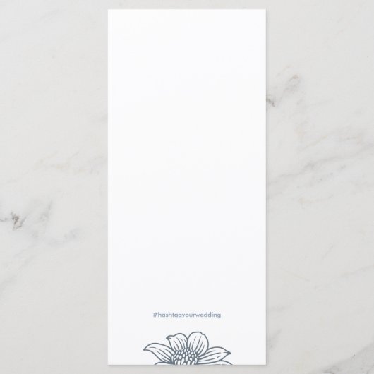 Dusty Blue & Blush Flowers Wedding Menu - Donker (Achterkant)