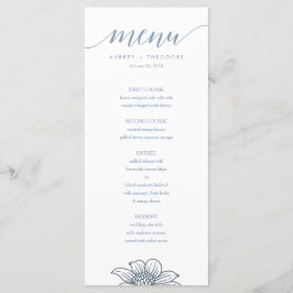 Dusty Blue & Blush Flowers Wedding Menu - Licht