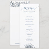 Dusty Blue & Blush Flowers Wedding Menu - Licht (Voorkant / Achterkant)