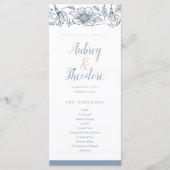 Dusty Blue & Blush Flowers Wedding Program Programmakaart (Voorkant)