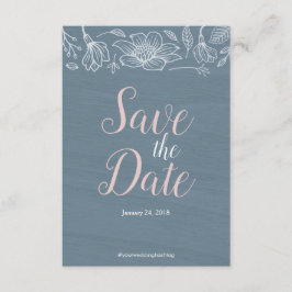 Dusty Blue & Blush Flowers Wedding Save The Date