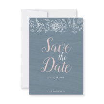 Dusty Blue & Blush Flowers Wedding Save The Date