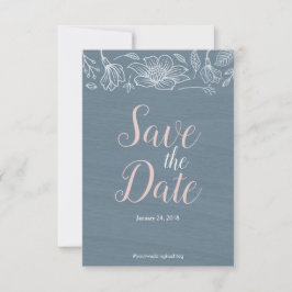 Dusty Blue & Blush Flowers Wedding Save The Date