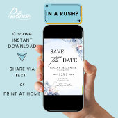 Dusty Blue Blush Gold Floral Save the Date Kaart