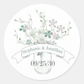 Dusty Blue Blush Lavendel Mason Jar Wildflower Ronde Sticker (Voorkant)