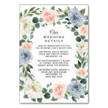 Dusty Blue Blush Perzik Bruiloft Behuizing Kaarten