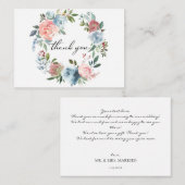 Dusty Blue & Blush Pink Floral 2 Dank u opmerking Notitiekaartje (Voorkant / Achterkant)