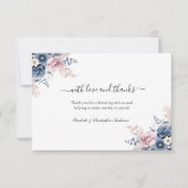 Dusty Blue Blush Pink Floral Botanical Wedding Bedankkaart (Voorkant)