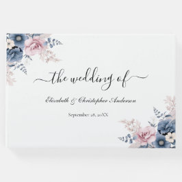 Dusty Blue Blush Pink Floral Botanical Wedding Gastenboek