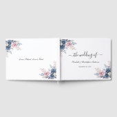 Dusty Blue Blush Pink Floral Botanical Wedding Gastenboek (Volledig)