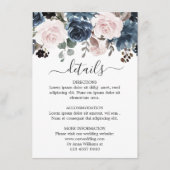 Dusty Blue Blush Pink Floral Botanical Wedding Informatiekaartje (Voorkant)