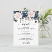 Dusty Blue Blush Pink Floral Botanical Wedding Informatiekaartje (Staand voorkant)