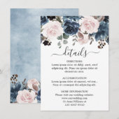 Dusty Blue Blush Pink Floral Botanical Wedding Informatiekaartje (Voorkant / Achterkant)