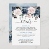 Dusty Blue Blush Pink Floral Botanical Wedding Informatiekaartje (Voorkant / Achterkant)