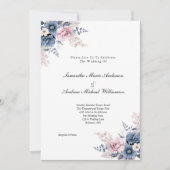 Dusty Blue Blush Pink Floral Botanical Wedding Kaart (Voorkant)