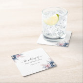 Dusty Blue Blush Pink Floral Botanical Wedding Kartonnen Onderzetters (Insitu)