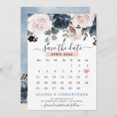 Dusty Blue Blush Pink Floral Botanical Wedding Sav Save The Date (Voorkant / Achterkant)