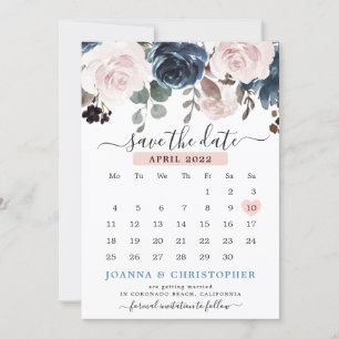 Dusty Blue Blush Pink Floral Botanical Wedding Sav Save The Date