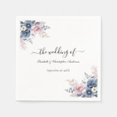 Dusty Blue Blush Pink Floral Botanical Wedding Servet (Voorkant)