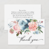 Dusty Blue & Blush Pink Floral Dank u Kaarten (Voorkant / Achterkant)