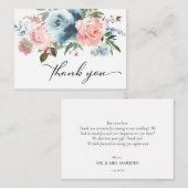 Dusty Blue & Blush Pink Floral Dank u Notitiekaartje (Voorkant / Achterkant)