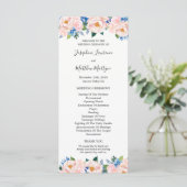 Dusty Blue Blush Pink Floral Eucalyptus Weddenscha Programmakaart (Staand voorkant)