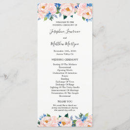 Dusty Blue Blush Pink Floral Eucalyptus Weddenscha Programmakaart